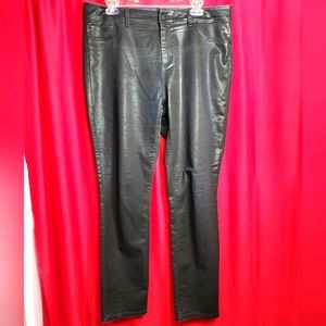 Chicos Platinum blackish faux leather pants  women's 12   #739